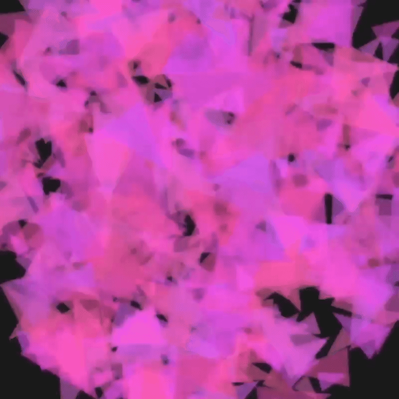 The principle behind this image is the same as in Image 14. I replaced circles with differently colored triangles, allowing them to change with the sound, creating a mosaic or smoke-like effect. I believe that, based on Image 14, many different designs can be created, which is one of the reasons I find P5.js particularly interesting.