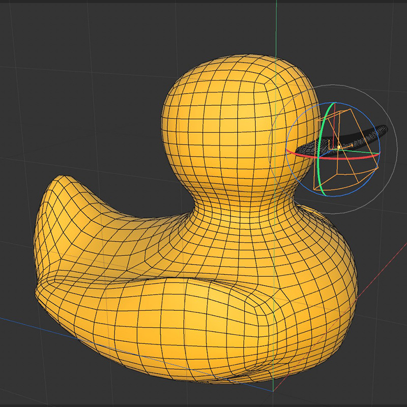 I used cubes for the duck beak part. Bend and twist were applied. By adjusting the angle of these two tools I can get an upturned duck beak shape.