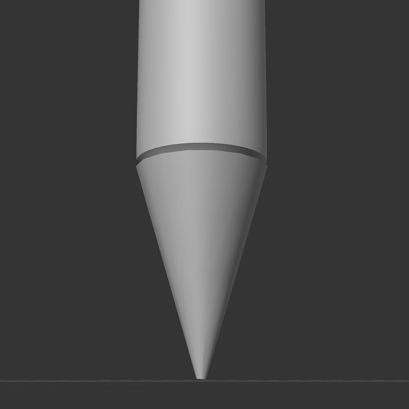 Detail view of the nib. I got this  by combining the separately modeled barrel and nib.