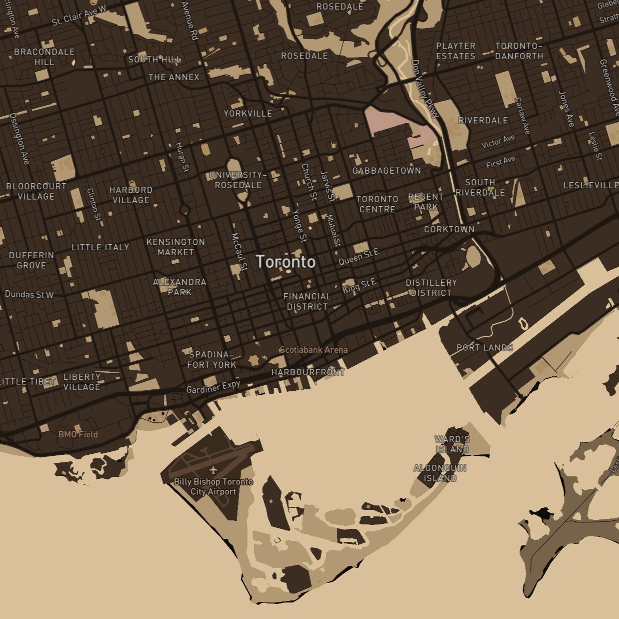 The color scheme of this map comes from the wooden pillars and beams of the Sheridan cafeteria. I think it is very suitable for a map related to the coffee brand.