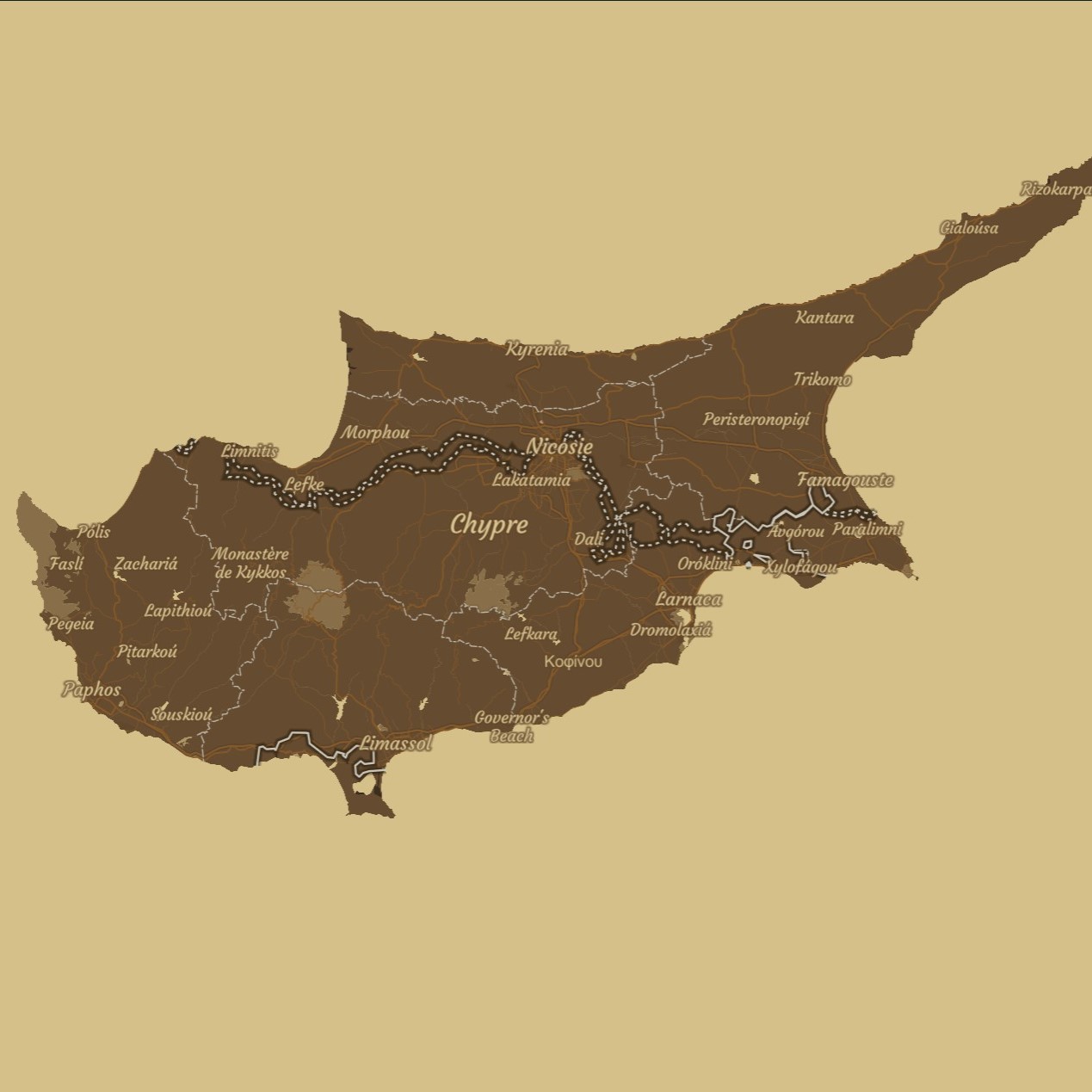 In this exercise, I focused on changing the font as well as the text language. This way, the text part of the map not only fits the color scheme of the map better, but also can be used in different languages.